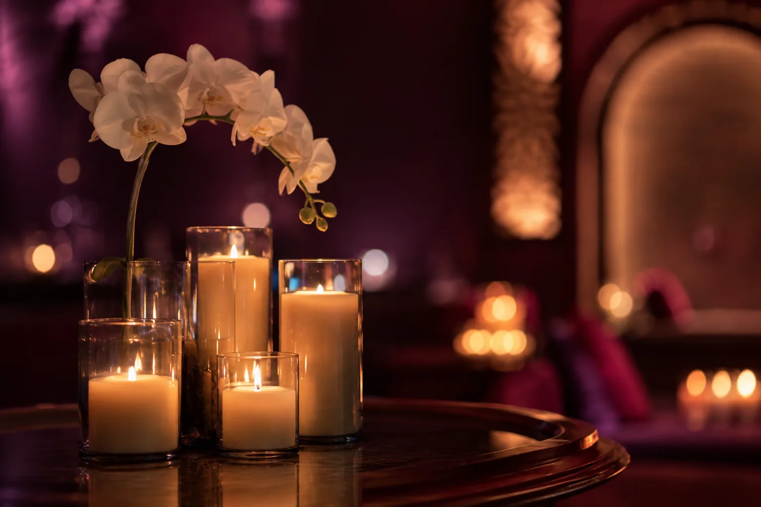 Mum ve orkide düzeni — Lila Spa, Levent misafirlerine hizmet veren salon